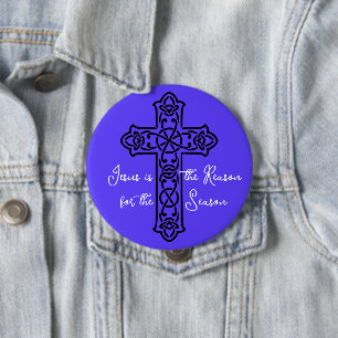 Jesus is the Reason Cross Christmas Button