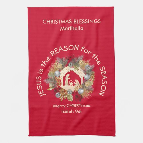 JESUS IS THE REASON Custom Christmas Kitchen Towel