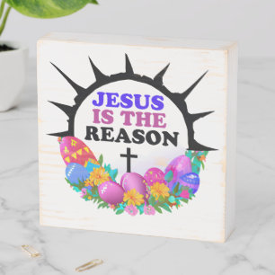 Jesus is the Reason Easter Wreath Wooden Box Sign