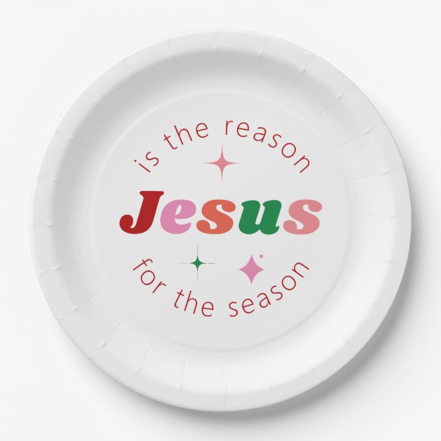 Jesus is the Reason Festive Christmas Holiday Paper Plates (Front)