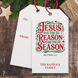 Jesus is the Reason for Season Christian Christmas Gift Tags