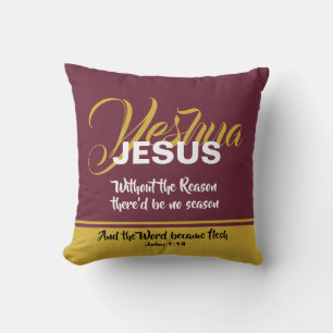 JESUS IS THE REASON FOR SEASON Christian Christmas Throw Pillow