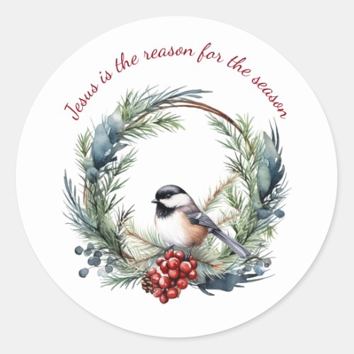 JESUS IS THE REASON FOR SEASON Christmas quote Classic Round Sticker