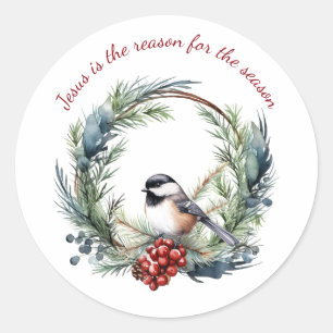 JESUS IS THE REASON FOR SEASON Christmas quote Classic Round Sticker