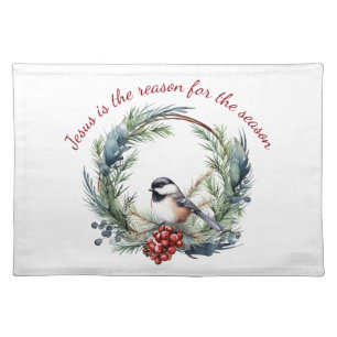 JESUS IS THE REASON FOR SEASON Christmas quote Cloth Placemat