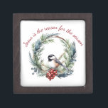 JESUS IS THE REASON FOR SEASON Christmas quote Gift Box<br><div class="desc">JESUS IS THE REASON FOR SEASON
INSPIRATIONAL Christian Christmas Quote
with Cute Chickadee Winter Wreath</div>