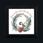 JESUS IS THE REASON FOR SEASON Christmas quote Gift Box<br><div class="desc">JESUS IS THE REASON FOR SEASON
INSPIRATIONAL Christian Christmas Quote
with Cute Chickadee Winter Wreath</div>