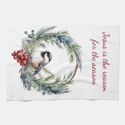 JESUS IS THE REASON FOR SEASON Christmas quote Kitchen Towel
