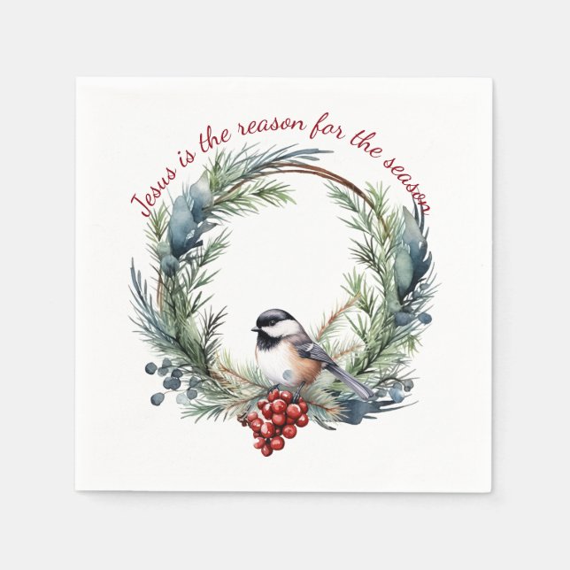 JESUS IS THE REASON FOR SEASON Christmas quote Napkins (Front)
