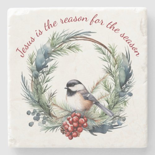 JESUS IS THE REASON FOR SEASON Christmas quote Stone Coaster