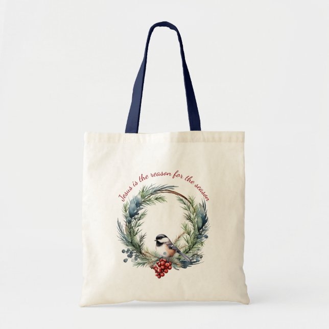 JESUS IS THE REASON FOR SEASON Christmas quote Tote Bag (Front)