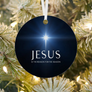 Jesus is the Reason for the Season Bright Star Metal Ornament