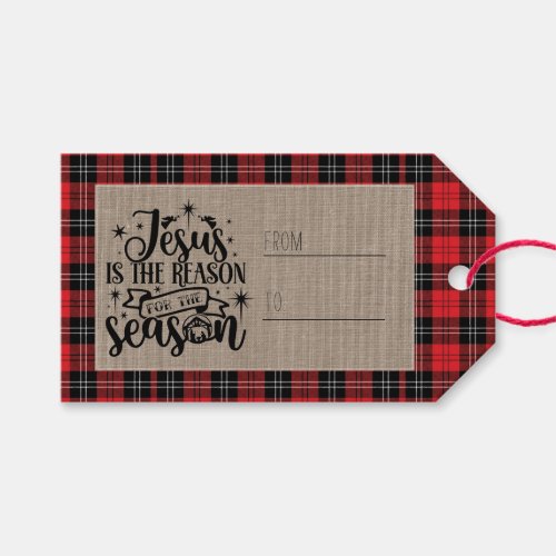 Jesus is the Reason for the Season Buffalo Plaid Gift Tags