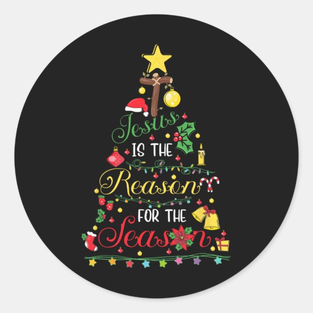 Jesus Is The Reason For The Season Christian Faith Classic Round Sticker (Front)