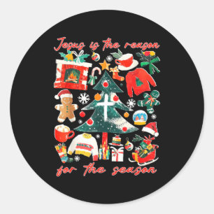 Jesus Is The Reason For The Season Christian Faith Classic Round Sticker
