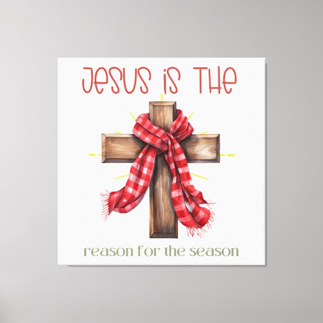 Jesus is the reason for the season Christmas cross Canvas Print (Front)