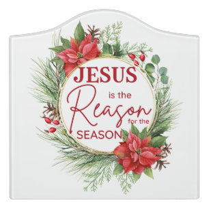 Jesus is the Reason for the Season Christmas Door Sign