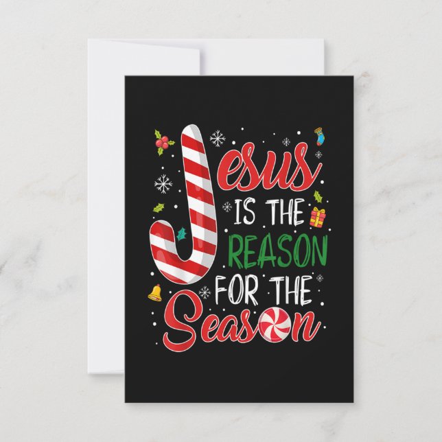 Jesus Is The Reason For The Season Christmas Pajam RSVP Card (Front)