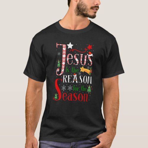 Jesus Is The Reason For The Season Christmas Plaid T_Shirt
