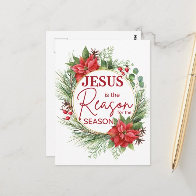 Jesus is the Reason for the Season Christmas Postcard (Front/Back In Situ)