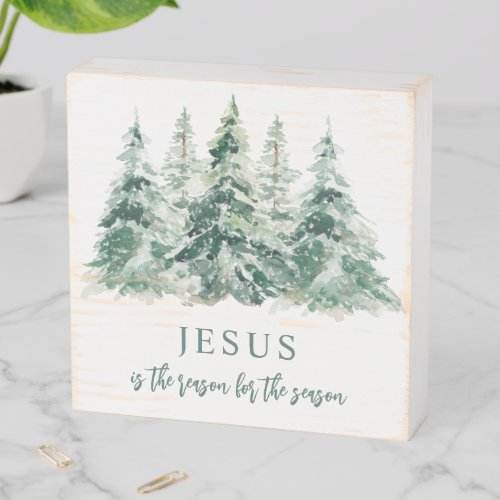 Jesus is the Reason for the Season Christmas Tree Wooden Box Sign