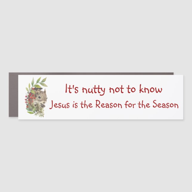 "Jesus is the reason for the season" Fun Squirrel  Car Magnet (Front)