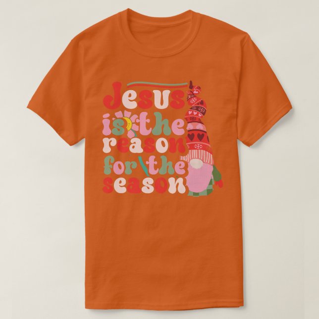 Jesus Is The Reason For The Season Gnome Christmas T-Shirt (Design Front)
