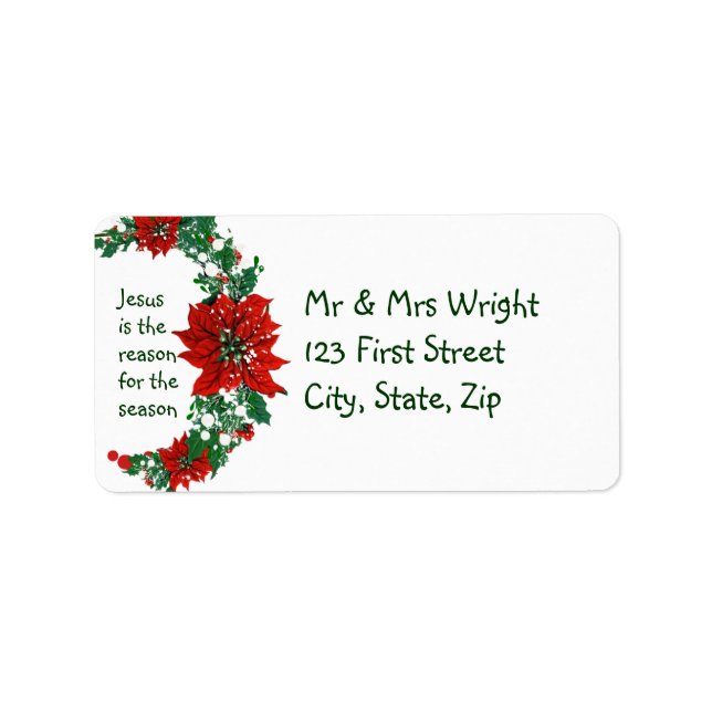 Jesus is the reason for the season Holly Design Label (Front)