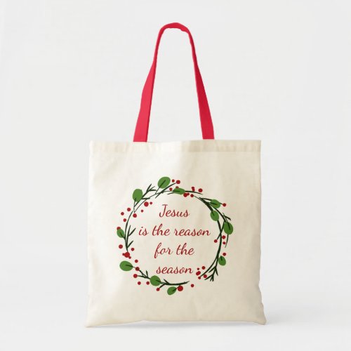 Jesus is the reason for the season Holly Design Tote Bag
