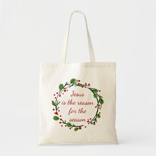 Jesus is the reason for the season Holly Design Tote Bag
