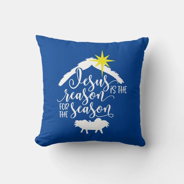 Jesus Is The Reason For The Season Nativity Throw Pillow (Front)