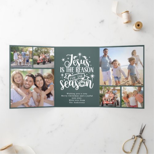 Jesus is the Reason for the Season Photo Tri_Fold Holiday Card