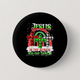 Jesus Is The Reason For The Season Rainbow Christm Button