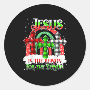 Jesus Is The Reason For The Season Rainbow Christm Classic Round Sticker