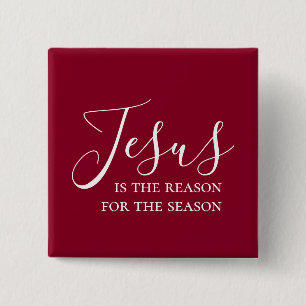 Jesus is the reason for the season Red Christmas Button