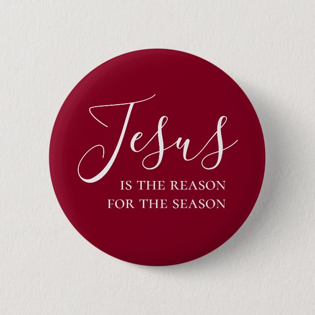 Jesus is the reason for the season Red Christmas Button (Front)