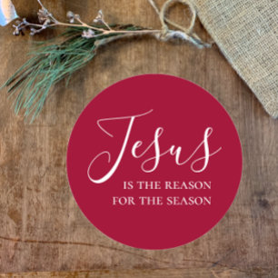 Jesus is the reason for the season Red Christmas Classic Round Sticker