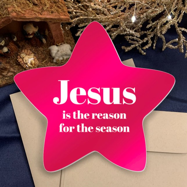 Jesus is the Reason for the Season Red Christmas Star Sticker (Jesus is the reason for the season. Elegant red religious Christmas envelope or wrapping  sticker.
)