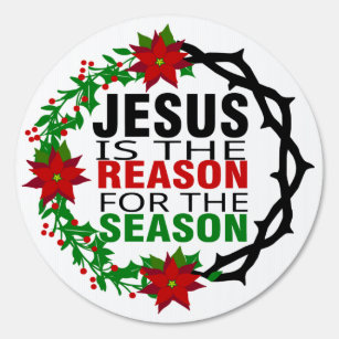 JESUS IS THE REASON FOR THE SEASON Plastic WINDOW SIGN 6"x24" w/Suction Cups 