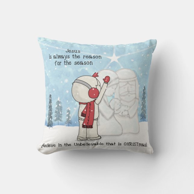 Jesus is the Reason for the Season Throw Pillow (Front)