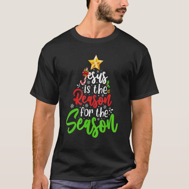 Jesus Is The Reason For The Season Tree Christian  T-Shirt (Front)
