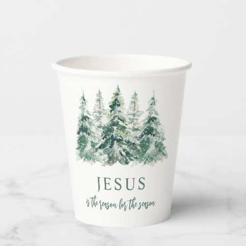 Jesus is the Reason for the Season Watercolor Tree Paper Cups