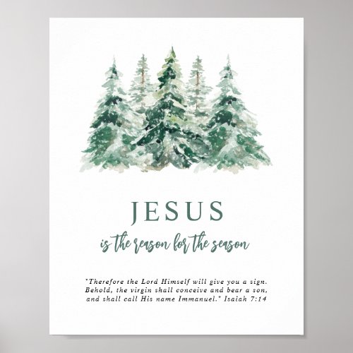 Jesus is the Reason for the Season Watercolor Tree Poster