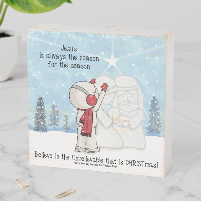 Jesus is the Reason for the Season Wooden Box Sign (In Situ Horizontal)