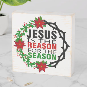 Jesus is the Reason for the Season Wooden Box Sign