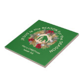 JESUS IS THE REASON Green Christian Christmas Ceramic Tile | Zazzle