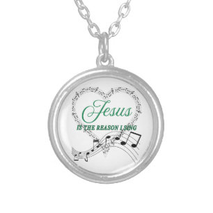 Jesus is the reason I sing music note Silver Plated Necklace