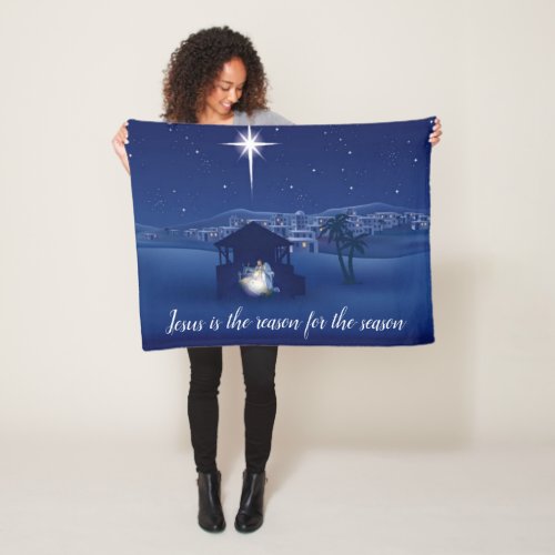 Jesus is the reason Nativity Fleece Blanket