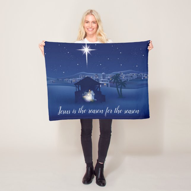 Jesus is the reason Nativity Fleece Blanket (In Situ)