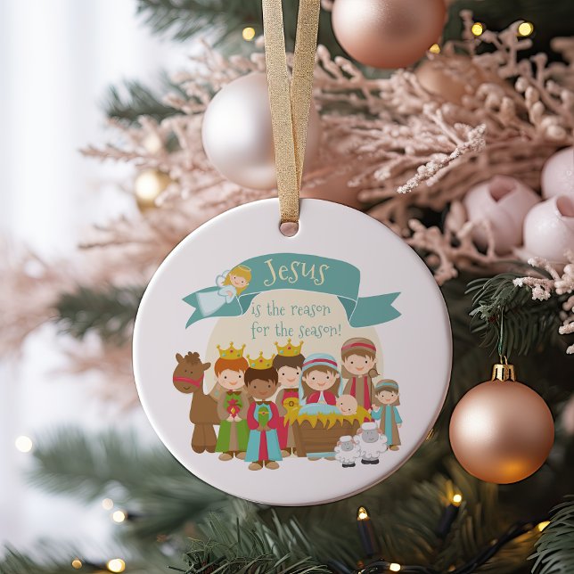 "Jesus is the reason" Nativity Scene Ceramic Ornament (Creator Uploaded)